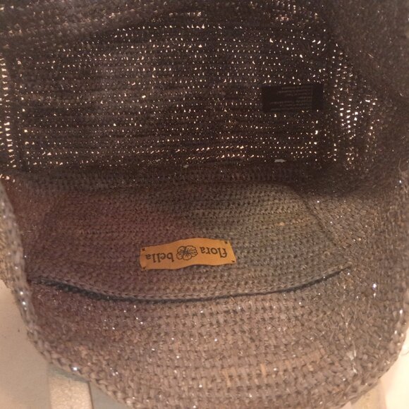 FLORA BELLA for ANTHROPOLOGIE Gray & Silver Woven Raffia Tote Bag - Picture 13 of 15